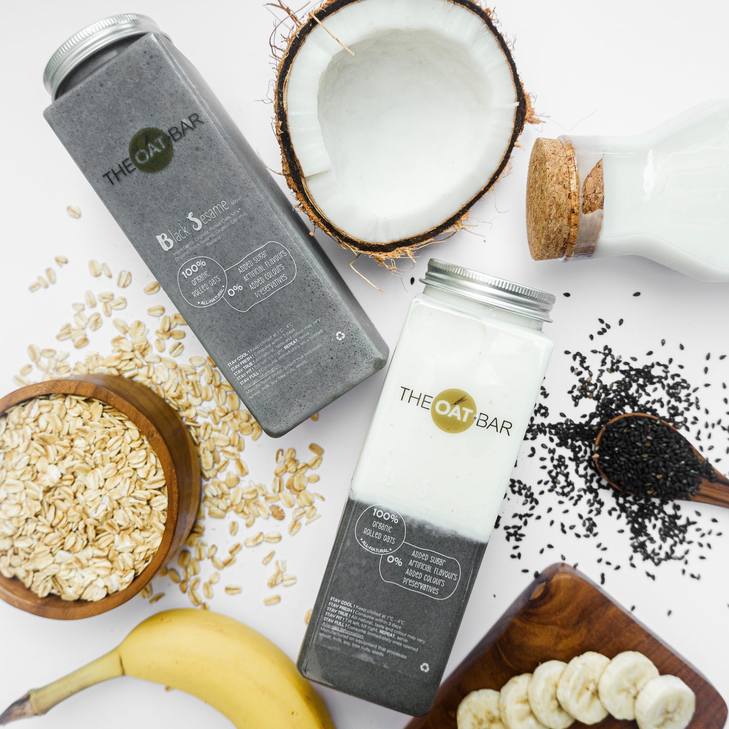 Black Sesame by THEOAT.BAR made of 100% Organic Rolled Oats, All-Natural Ingredients, 0% Junk