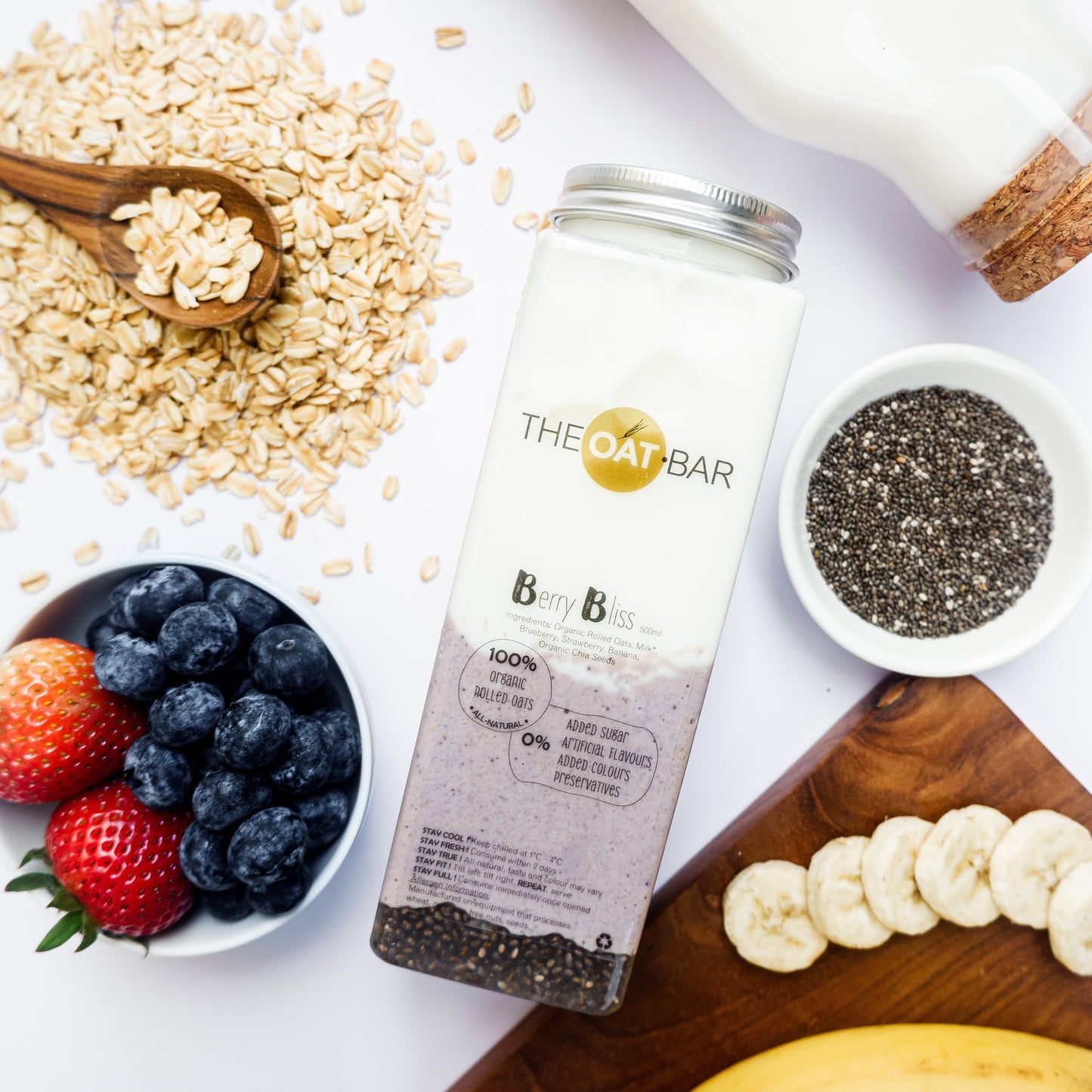 Berry Bliss by THEOAT.BAR made of 100% Organic Rolled Oats, All-Natural Ingredients, 0% Junk