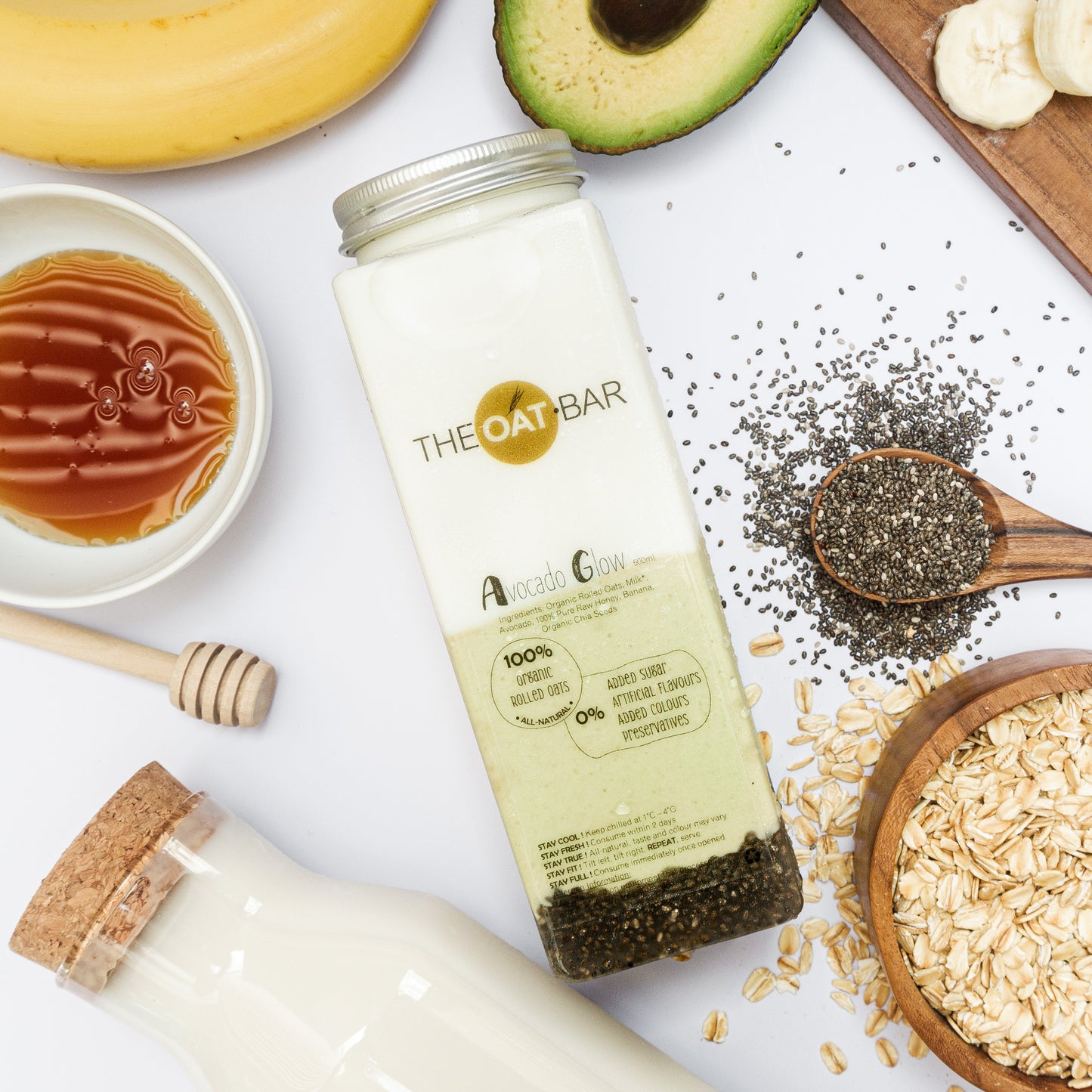 Avocado Glow by THEOAT.BAR made of 100% Organic Rolled Oats, All-Natural Ingredients, 0% Junk