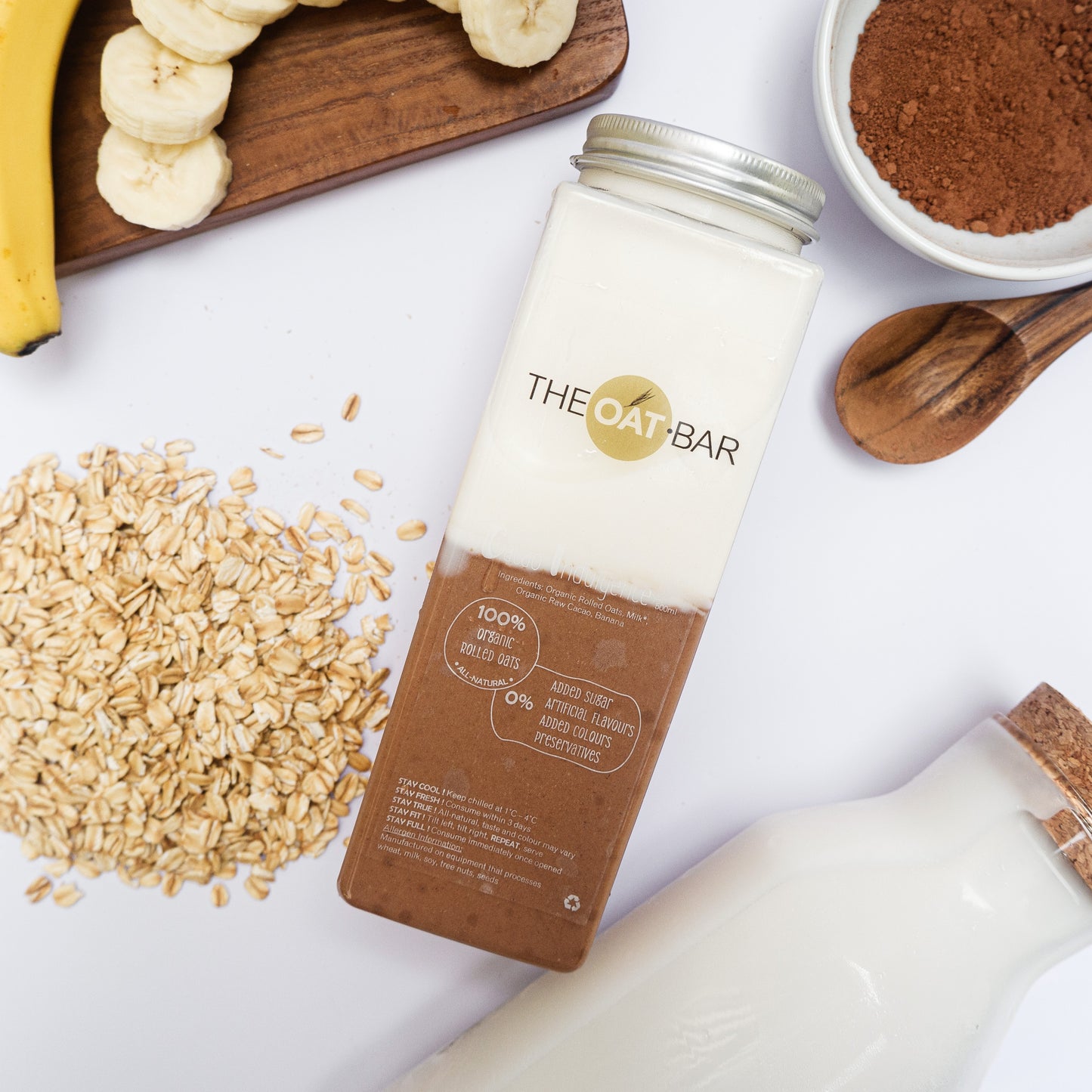 Cacao Indulgence by THEOAT.BAR made of 100% Organic Rolled Oats, All-Natural Ingredients, 0% Junk