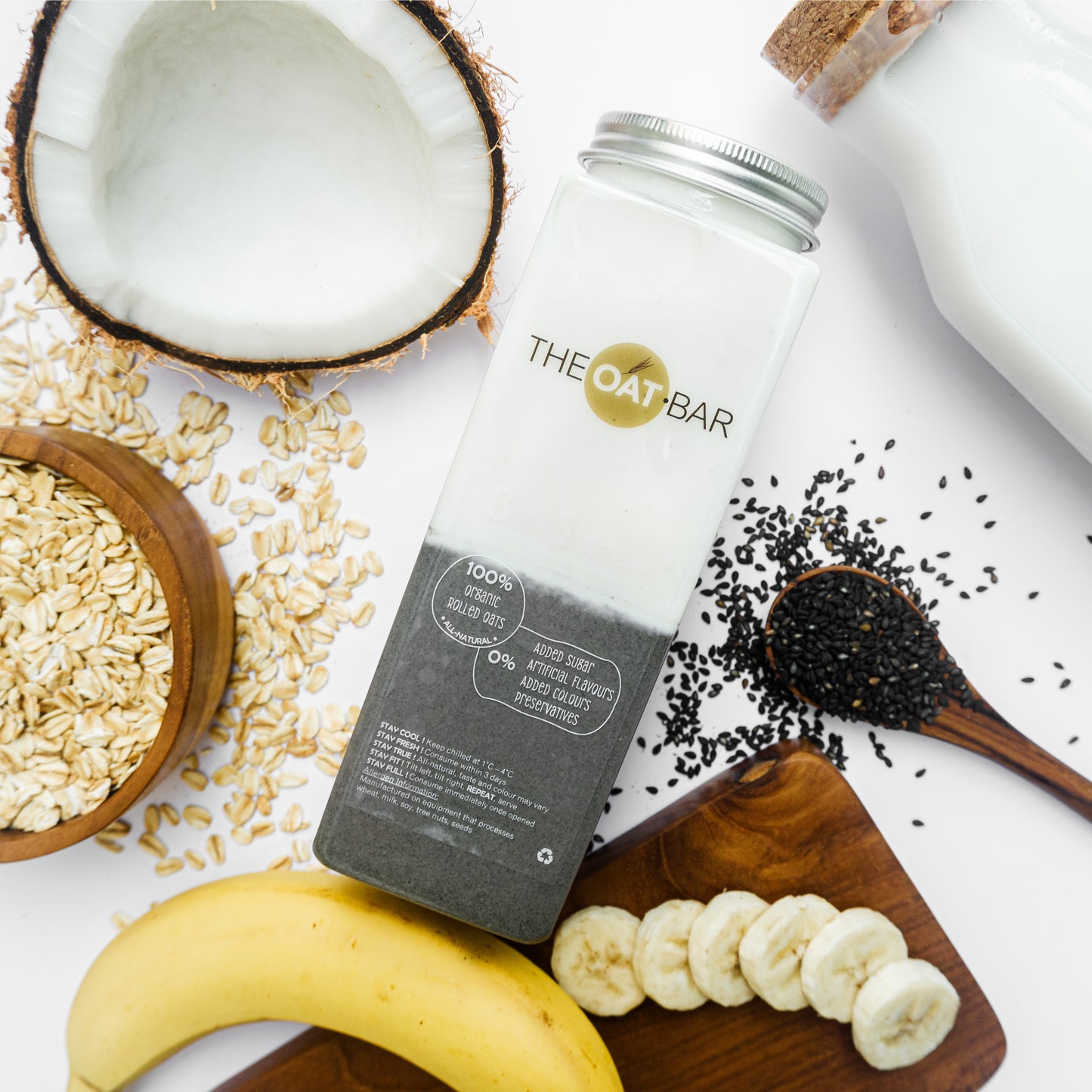 Black Sesame by THEOAT.BAR made of 100% Organic Rolled Oats, All-Natural Ingredients, 0% Junk