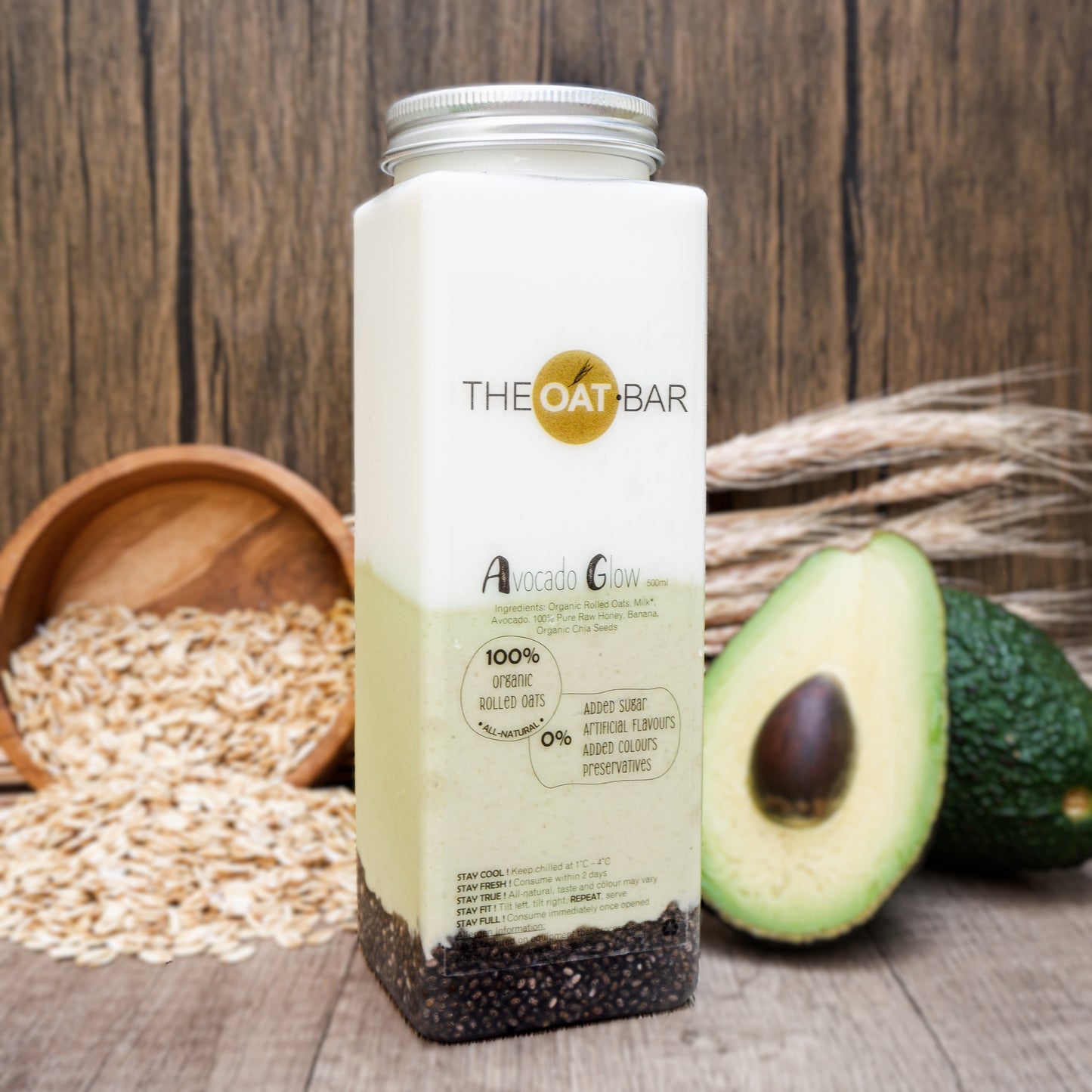 Avocado Glow by THEOAT.BAR made of 100% Organic Rolled Oats, All-Natural Ingredients, 0% Junk